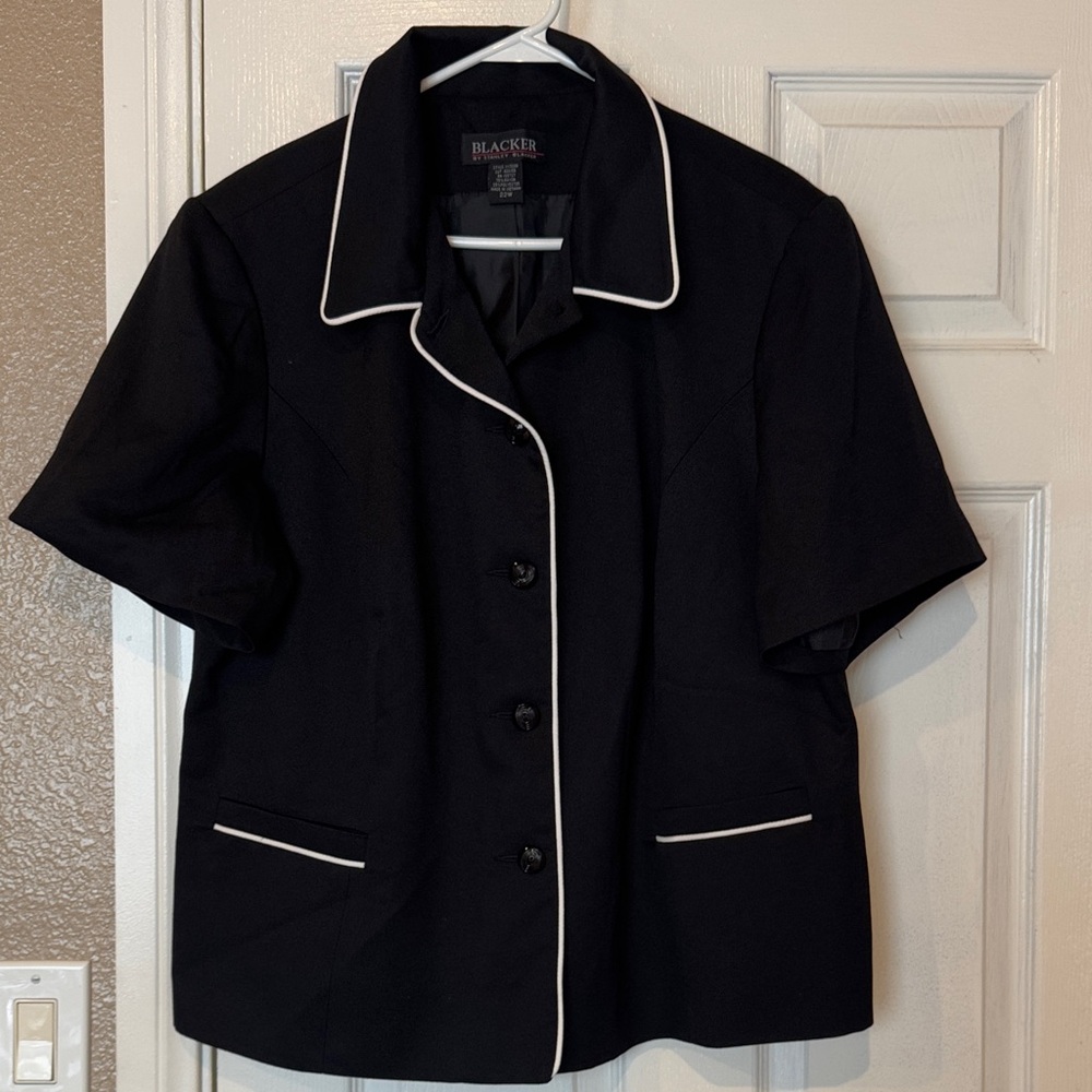 Stanley Blacker Black Short Sleeve Blazer with White Trim